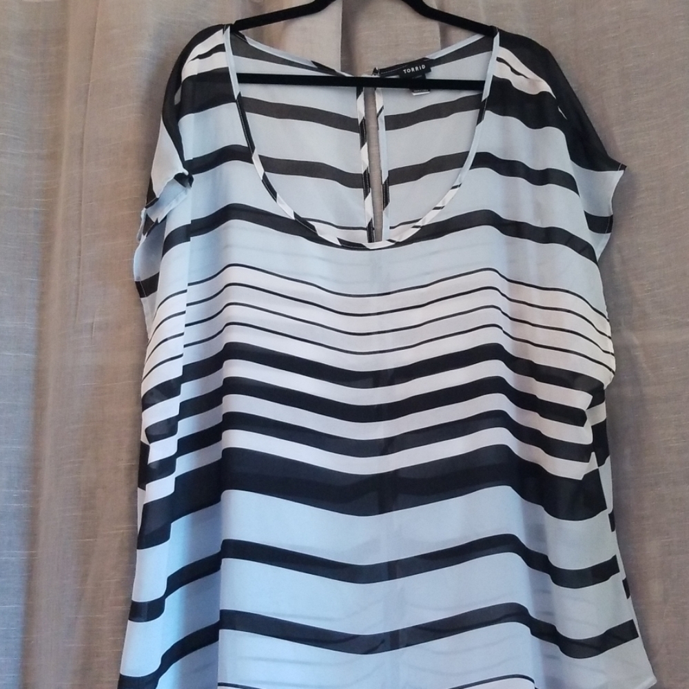 Torrid Striped Chiffon Blouse